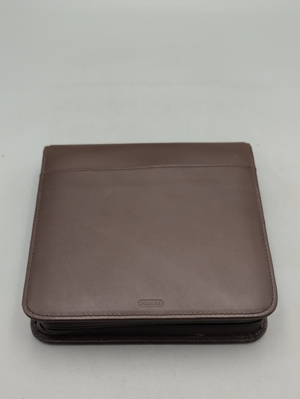 Vintage Coach Leather Zip Portfolio Organizer Brown Business Case